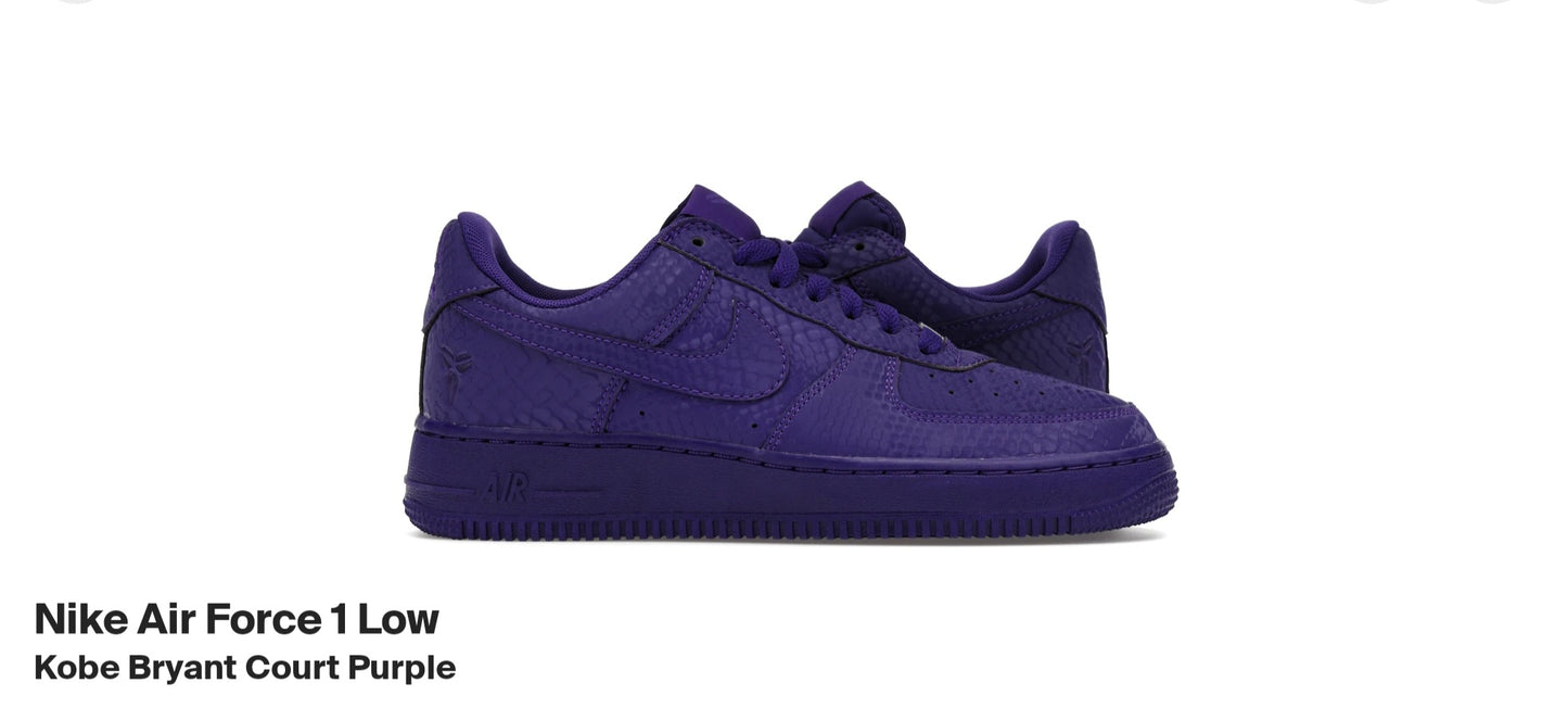 Kobe Air Force 1 Court Purple SZ 10.5M DS