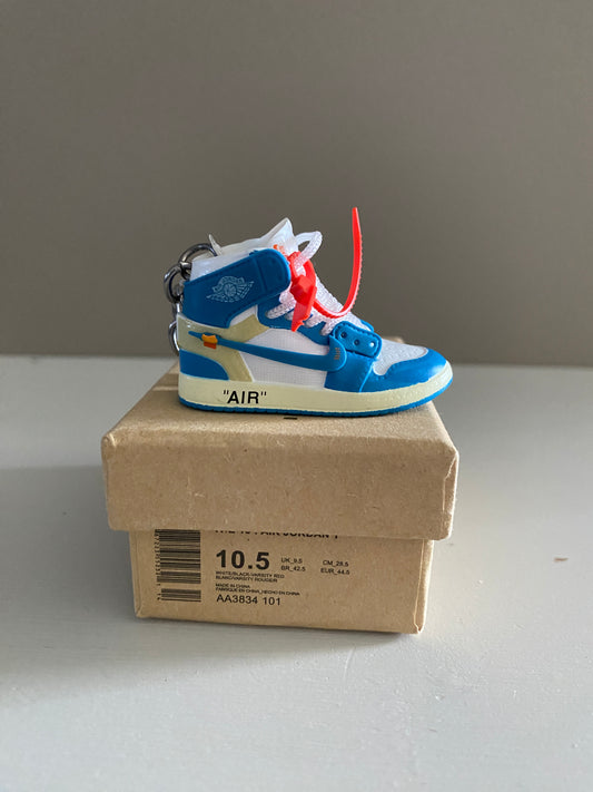 Jordan 1 Off White UNC Sneaker Keychain with Box