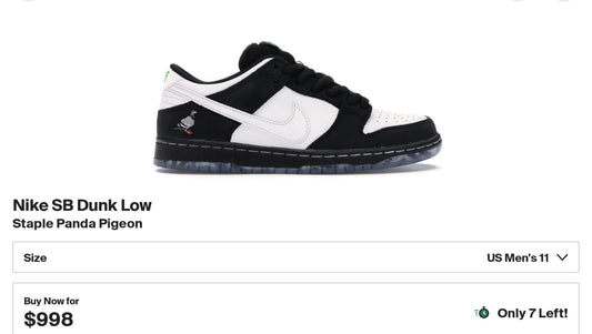 Dunk Low SB Staple Panda Pigeon SZ 11M DS OG ALL